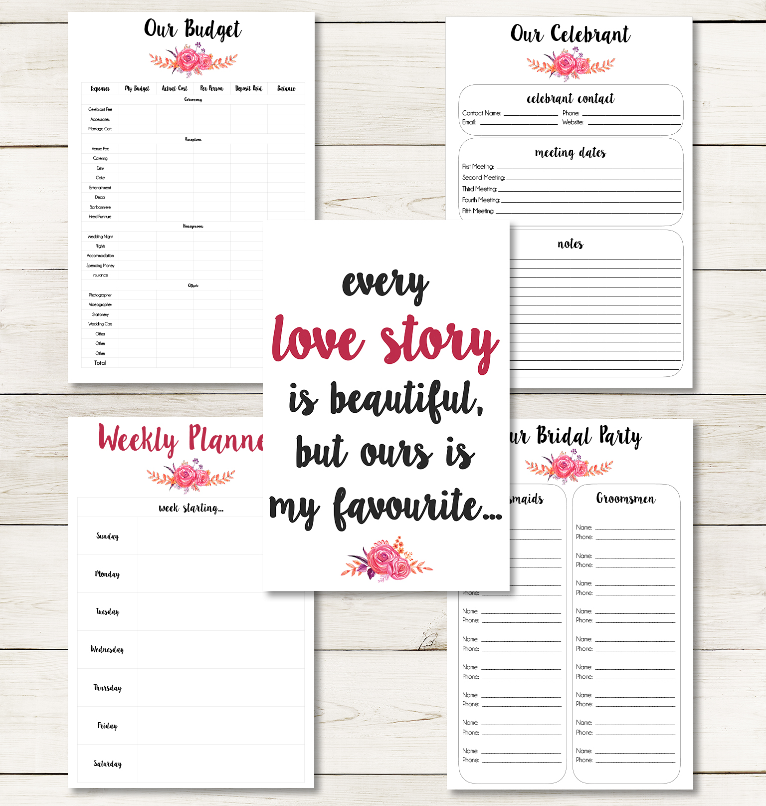 wedding planning pages